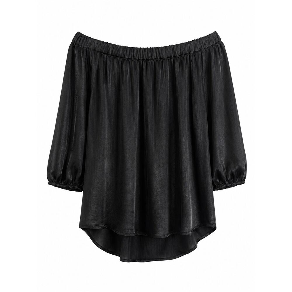 Satin Black Tie-Back Top